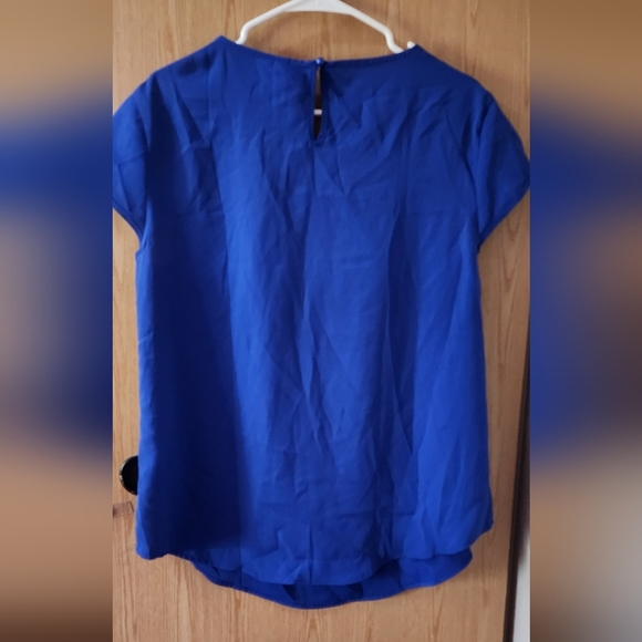 Blue Puff Sleeve Blouse with Short Sleeves - Picture 4 of 5